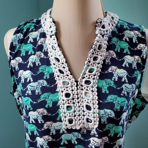 Crown & Ivy Elephant print sleeveless dress EUC